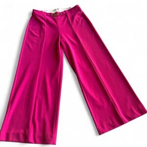 Anne Klein Pink High Waisted Elastic Waist Dress Pants Gold Chain Detail Size S